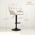 thumbnail image 3 of HOMCOM Adjustable Bar Stools Set of 2, Swivel Tufted Fabric Barstools, 3 of 10
