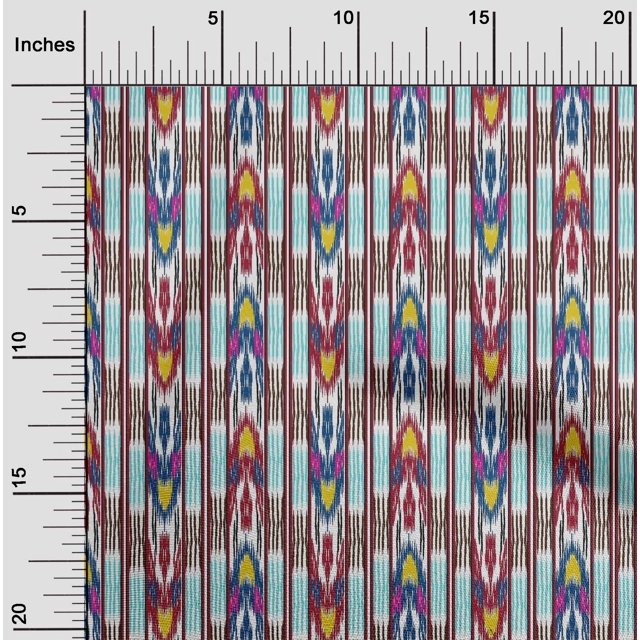 oneOone Tissu Viscose Chiffon Rayé Ikat Imprimé au Mètre 42 Pouces de Large