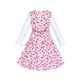 thumbnail image 2 of Robe Fille Rose Fleur Manches Longues Coton Robe Décontractée 6 Ans, 2 of 6