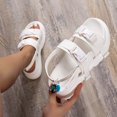 thumbnail image 4 of Womens Platform Sandals Open Toe Slingback Slip on Elastic Straps Double Buckle Solid Color Soft Sole Comfortable Breathable Lightweight Casual Summer Sandals White, 4 of 5