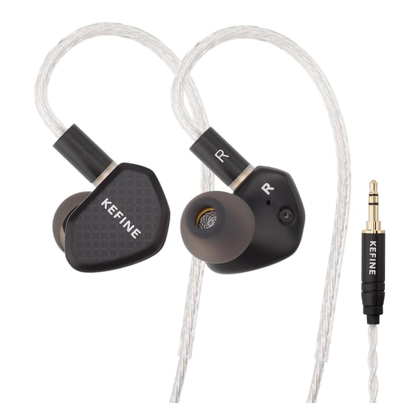 Kefine Klean in Ear Monitor,10mm DLC Diaphragm Dynamic Driver HiFi Earphones,Wired Gaming Earbuds,Replaceable Nozzles,Detachable Silver-Plated Cable for Audiophile