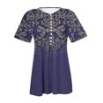 thumbnail image 5 of CEHVOM Femmes Mode Décontractée Imprimé Col Rond Ample Manches Courtes T-shirt Haut Blouse Chandail Liquidation, 5 of 5