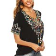 thumbnail image 5 of Women’s Emboridered Tops Short Sleeve Blouse Ethnic Style Floral Pattern Shirts Tunics Blouse, 5 of 5