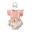 thumbnail image 1 of Fortune Haut à Col Rond Imprimé de Fleurs pour Bébé Fille, Short à Bretelles, Ensemble 2 Pcs, 0-18 m, 1 of 1