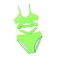 thumbnail image 2 of MIASHUI Girls 2 Piece Swimsuits Solid Spaghetti Strap Bikini Set Beach Bathing Suit,Green,7-8 Years, 2 of 6