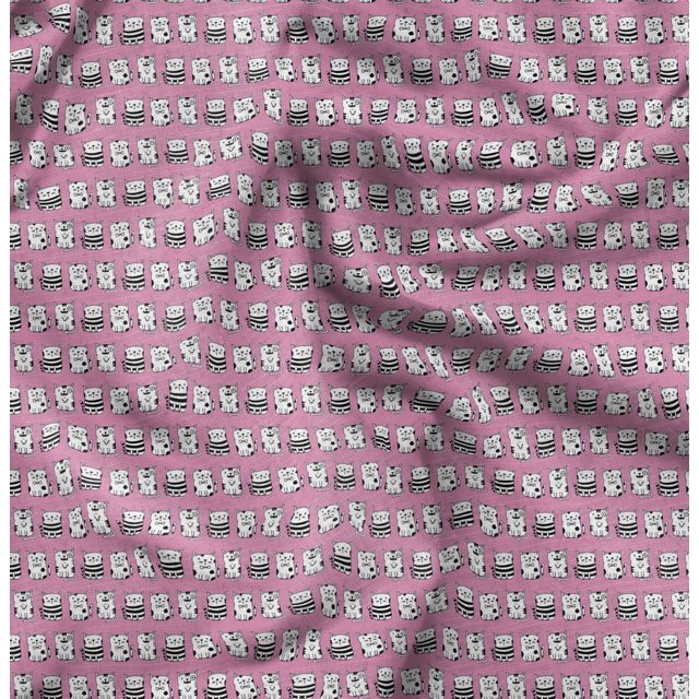 Soimoi Rayon Fabric Cat Animal Print Fabric by The Yard 56 Inch Wide