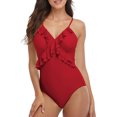 thumbnail image 1 of Charmo Womens Ruffle Cut Out One Piece Swimsuits Monokinis Swimwear Bathing Suits, 1 of 6