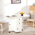 thumbnail image 2 of HOMCOM Table à Manger Pliable, Table de Cuisine Roulante avec Tiroirs, Armoire, 2 of 10