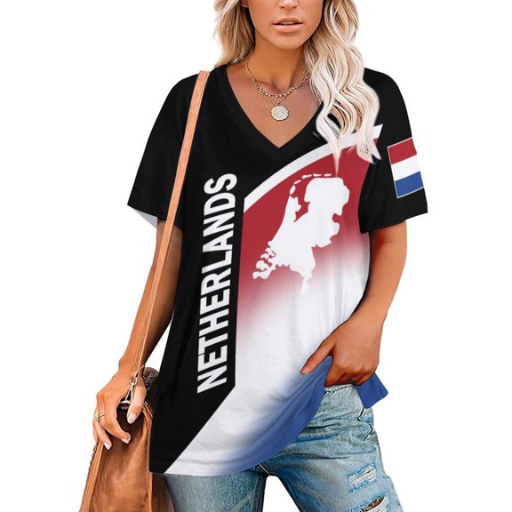 Chandail de Soccer pour Femmes des Pays-Bas 2026 pour Fans de Soccer avec Drapeau de la Nation, Chandail Aussi Personnalisé