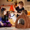 thumbnail image 4 of Semi-Enclosed Pet Bed 15x13in Detachable Washable Flannel Kennel Mat For Cats Small Animals Soft Support Base Brown, 4 of 6