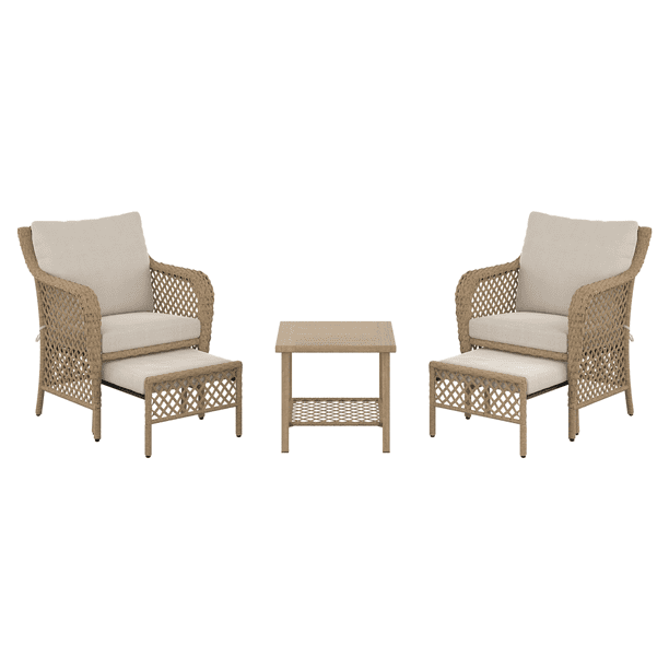 HOMETRENDS Belmont 5-Piece Steel Outdoor Chat Set with Ottomans