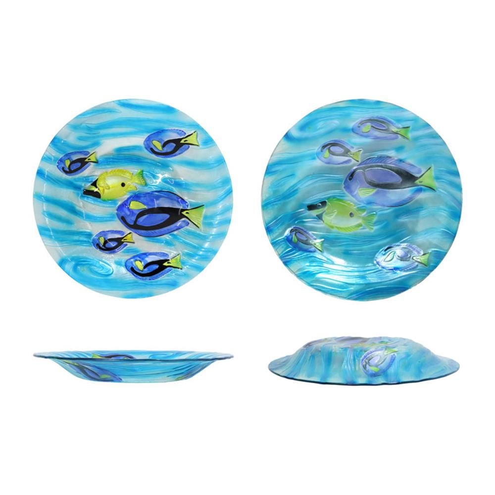 Angelo Décor Bain d'oiseau en verre poisson de 59,5 cm avec support en métal
