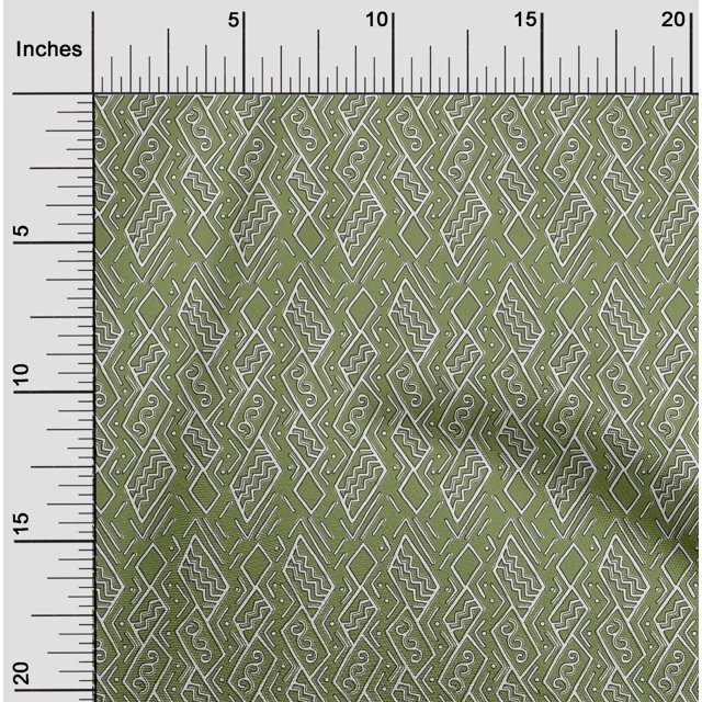 oneOone Georgette Viscose Fabric Swirl & Geometric Block Print Fabric BTY 42 Inch Wide