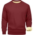 thumbnail image 3 of Penkiiy Chandails Molletonnés Doublés en Sherpa pour Hommes, Chandail en Molleton à Enfiler, Hauts Basiques, Hiver Chaud, Épais, Manches Longues, Col Ras du Cou, Chandail 2TG Bordeaux, 3 of 6