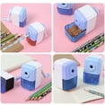 thumbnail image 4 of Manual Long Point Pencil Sharpener for Art Drawing, Adjustable Core Strength Sharpener with Transparent Case for Charcoal Pencils (Blue/Pink), 4 of 8