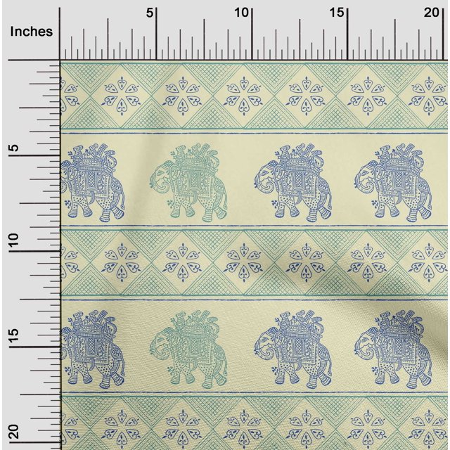 oneOone Viscose Jersey Fabric Floral & Elephant Block Decor Fabric Printed BTY 60 Inch Wide