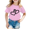 thumbnail image 1 of PMVFHDE T-Shirts Fille T-Shirt Enfant Filles Mignon Graphique Col Rond Manches Courtes Tee Été Décontracté T-Shirt Rose, 8-9 Ans, 1 of 5