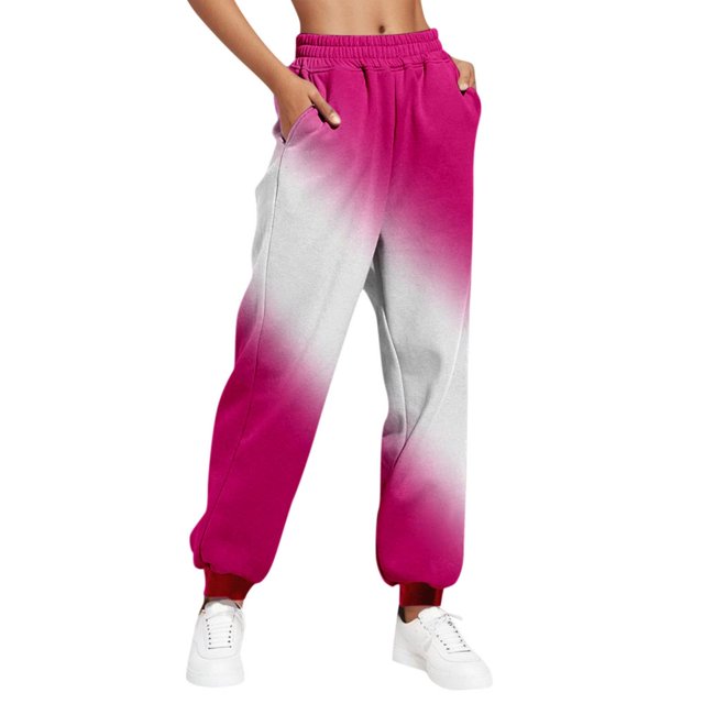 Womens Gradient Sweatpants Casual Loose Trousers With Pockets High Waist Pants