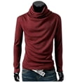 thumbnail image 1 of Chandail à Col Rond pour Homme Chandail Uni à Col Montant à Manches Longues Ample Chandail de Base Hauts Chandail Col Roulé Hauts Chandail Ample à Manches Longues P-105 Bordeaux L, 1 of 1