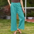 thumbnail image 2 of Timegard Pants for Women Plus Size Drawstring Waist Straight Leg Lightweight Casual Loose Trousers, 2 of 6