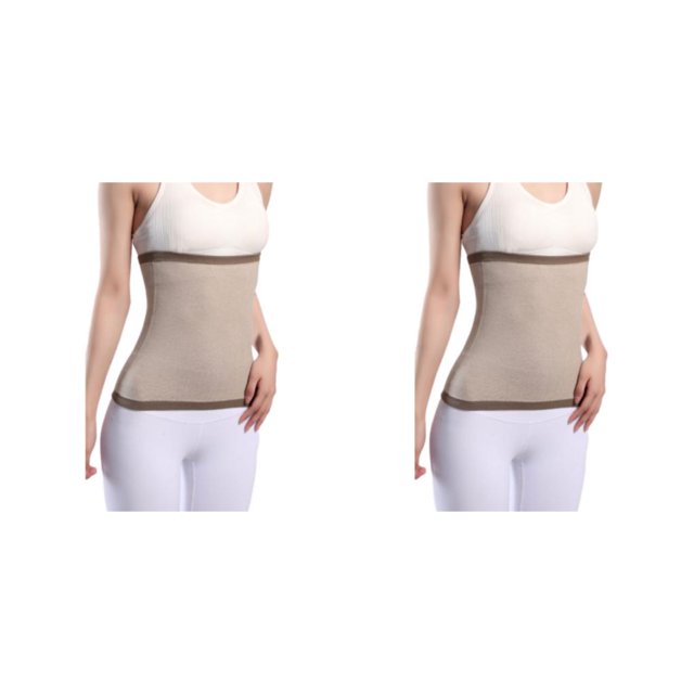 Transemion Stay Warm And Stylish Back Warmer Belt Breathable Elastic Waist Back Support camel XL 2Set