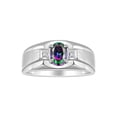 thumbnail image 1 of RYLOS Men's Rings Sterling Silver Classic 7X5MM Oval Gemstone & Diamond Ring Alexandrite June Birthstone Rings For Men, Silver Rings, Size 13, 1 of 7
