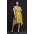thumbnail image 2 of Bimba Robe Droite à Épaules Dénudées Style Chic Imprimé Oiseau Jaune pour Femmes Tunique d'Été - Petit, 2 of 6