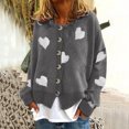thumbnail image 1 of pxiakgy cardigan pour Femmes cardigan en Tricot Brodé en Forme de Cœur pour Femmes Chandail Ajusté à Col Rond à Manches Longues Longs cardigans pour Femmes Gris + TTG, 1 of 6