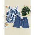thumbnail image 2 of Honganda 0-3Y Baby Boy 2 Pcs Outfits Sea Tree Print Sleeveless Tank Tops Shorts Set Summer Clothes, 2 of 9