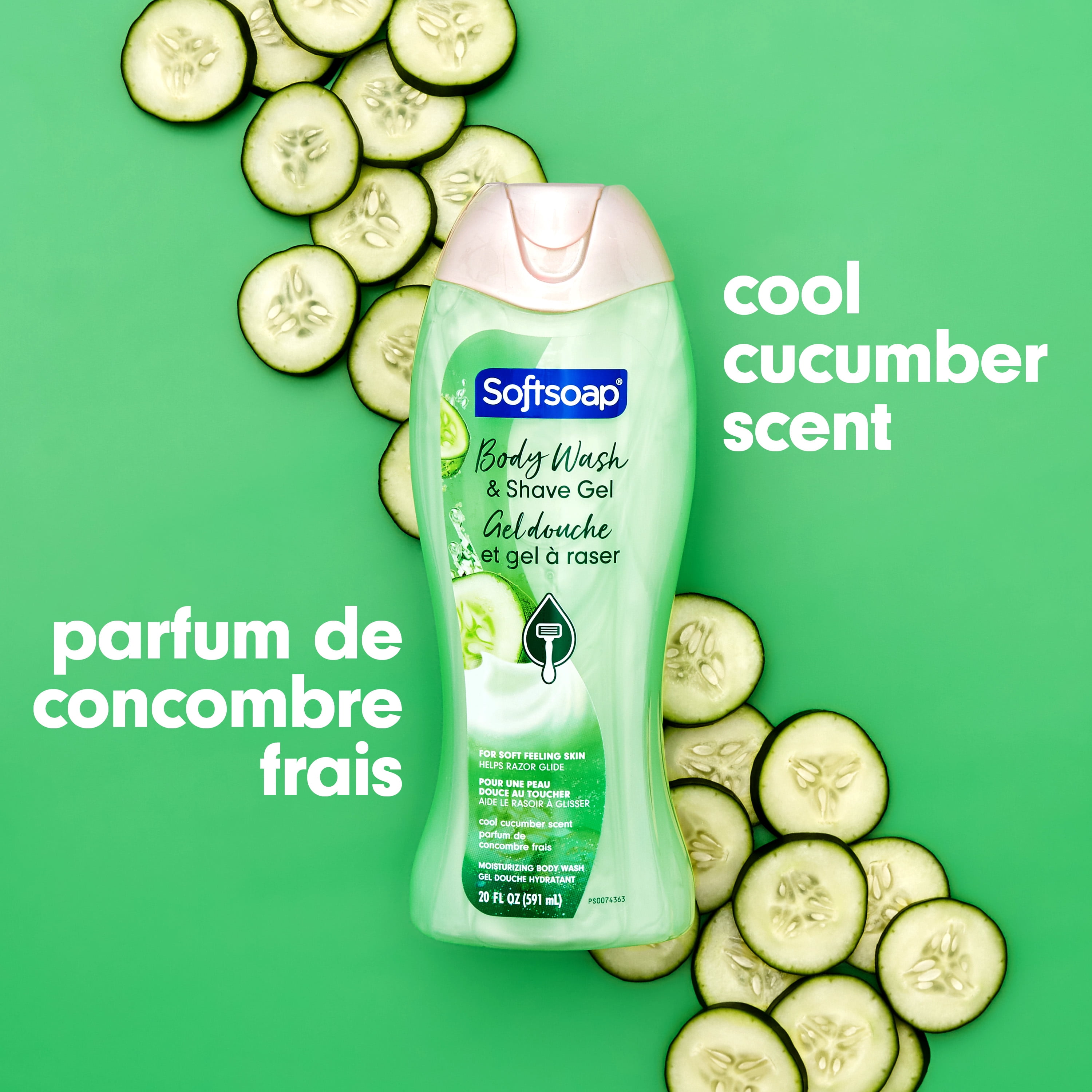 Softsoap Moisturizing Body Wash and Shave Gel, Cool Cucumber Scent, 591 mL