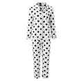 thumbnail image 4 of Ensemble de Pyjama pour Femmes Décontracté à Revers, à Boutons, à Pois, Deux Pièces, Manches Longues, Tenue de Pyjama pour Confort et Style, 4 of 8