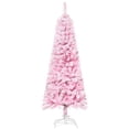 thumbnail image 1 of HOMCOM Snow Flocked Pencil Artificial Christmas Tree with Steel Base Pink, 1 of 10