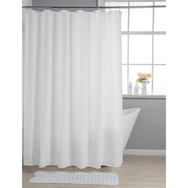 Doublure de Rideau de Douche Légère pour Bain, Doublure de Rideau de Douche en PEVA 72x72 3 g avec 12 Oeillets Résistants à la Rouille, design Clair et transparent, Idéal pour Accessoires de Salle de Bain. Imperméable, Mince, Écologique et Sans Odeur Chimique, à Suspendre sur une Tige en Métal dans un Cadre de Salle de Bain Moderne.