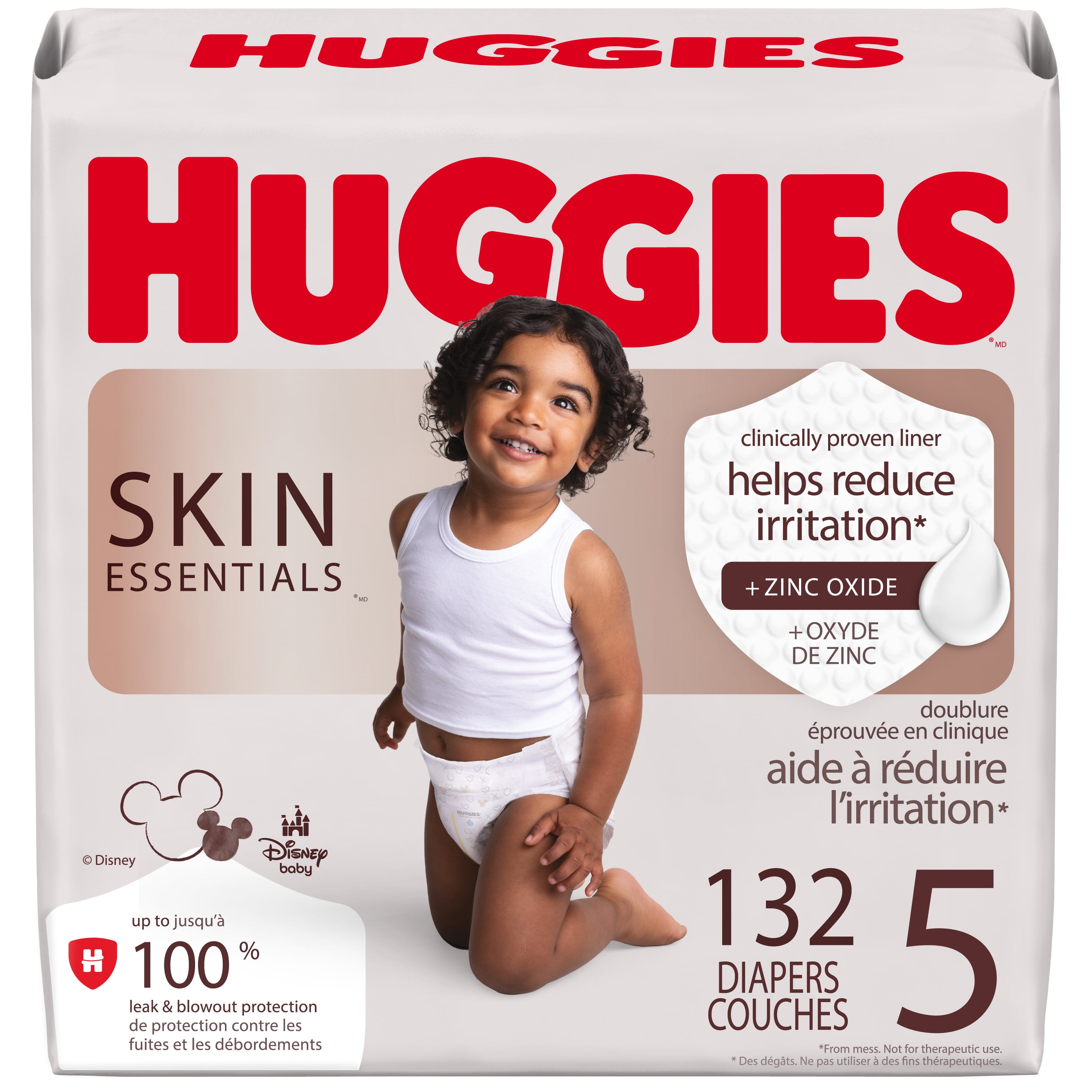 Huggies Skin Essentials Couches pour Bébés, Taille 5 (27+ lbs), 132 Unités