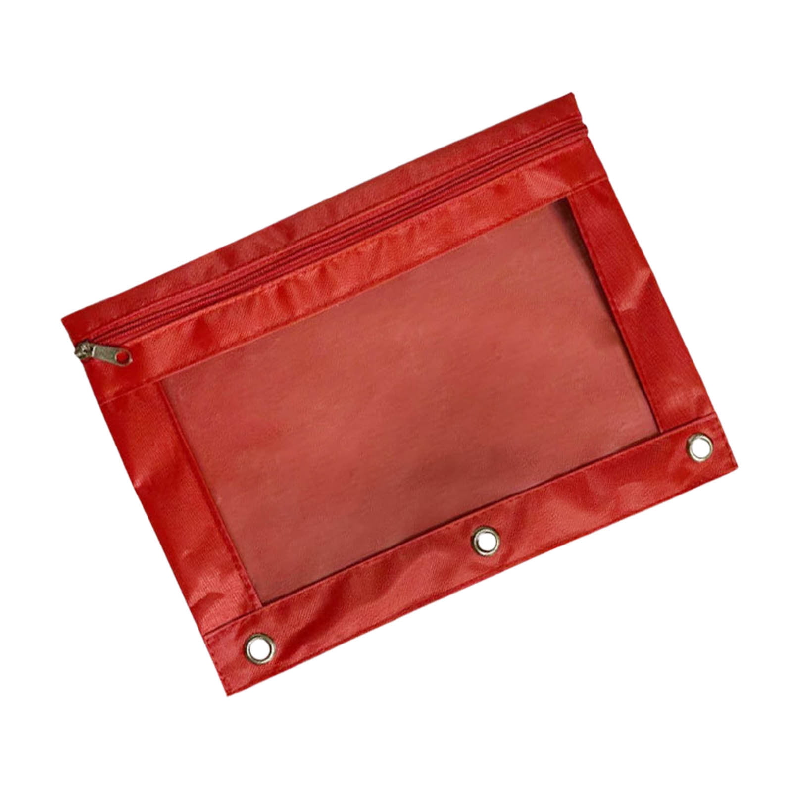 bbymog Trousse d'École Trois Trous Trousse à Fermeture Éclair Sac de Rangement Transparent pour Documents Dossier Détachable Grande Capacité Trousse Rouge Taille Unique