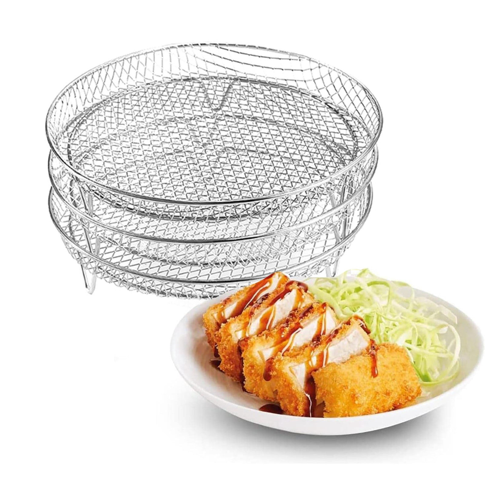 Hearth & Gear Round Stainless Steel Air Fryer Grill Dehydrator Rack Air Fryer Removable Multiple Stand Air Fryer Racks For Cooking Air Fryer Tray for Oven Air Fryer Tray for Oven 30 Air Fryer Tray