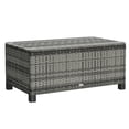 thumbnail image 1 of Outsunny Rattan Coffee Table with Tempered Glass Top Garden Patio, Grey, 1 of 10
