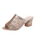 thumbnail image 1 of Pompotops Sandales Décontractées pour Femmes à Enfiler à Talons Hauts à Bout Ouvert en Cristal, 1 of 8