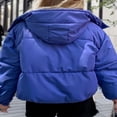 thumbnail image 3 of Solid Color Long Sleeve Puffer Coat with Hood and 2 Pockets for Women, 3 of 4