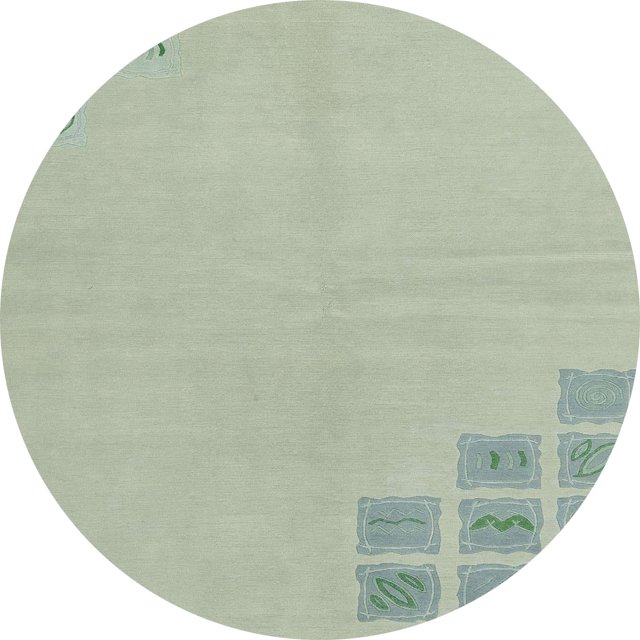 Ahgly Company Tapis d'Intérieur Ronds Abstraits Verts Abstraits pour Aire, 8 Pieds Rond