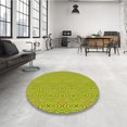 thumbnail image 4 of Ahgly Tapis Rond Lavable en Machine Intérieur Transitionnel Jaune Foncé Vert, 6 Pieds Rond, 4 of 7