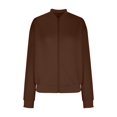 thumbnail image 3 of iHPH7 Vestes Légères pour Femmes Tenues d'Automne pour Femmes Veste Texturée Femme Vestes pour Femmes Veste de Baseball Décontractée Veste Bomber Femme Veste à Fermeture Éclair Femme Brun P, 3 of 6