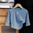thumbnail image 2 of LOVZFMLL Hauts pour Petites Filles, Blouse de Pyjama Unie Décontractée de Tous les Jours à Boutons devant, Col Ras du Cou, Manches Longues, Vêtements d'Automne 7-8 Ans Vêtements pour Filles, 2 of 3