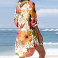 thumbnail image 2 of Ruimatai Paréo de Bain pour Femmes Été Hauts pour Femmes Été Décontracté Col Rabattu Manches Longues Blouse Imprimée Boutons avec Poche Robes Chemise, 2 of 7