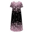 thumbnail image 3 of Babysbule Liquidation Robe d'Été Femme Mode Femmes Été Imprimé Décontracté Col en V Bouton Manches Courtes Vacances Poches Robe, 3 of 4