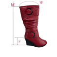 thumbnail image 2 of Bottes Mode pour Femmes à Fermeture Éclair Hauteur Genou, Talon Compensé Décontracté, Chaussures d'Hiver ( Rouge, 5.5), 2 of 5