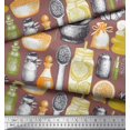 thumbnail image 2 of Soimoi Tissu Poly Georgette Gingembre, Pot & Mortier et Pilon Imprimé Cuisine au Mètre 52 Pouces de Large, 2 of 3