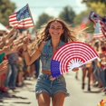 thumbnail image 4 of Clip On Fan Flag Fan -4Th of July Folding Hand Fan -13 Inch Large Fan Folding Fan Clip Fan for Outdoor Wedding Party Decoration Set 4Th of July Party Decorations, 4 of 9