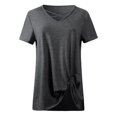 thumbnail image 4 of Birdeem T-Shirt Blouse à Manches Courtes à Col en V Uni pour Femmes, Coupe Ample, 4 of 12