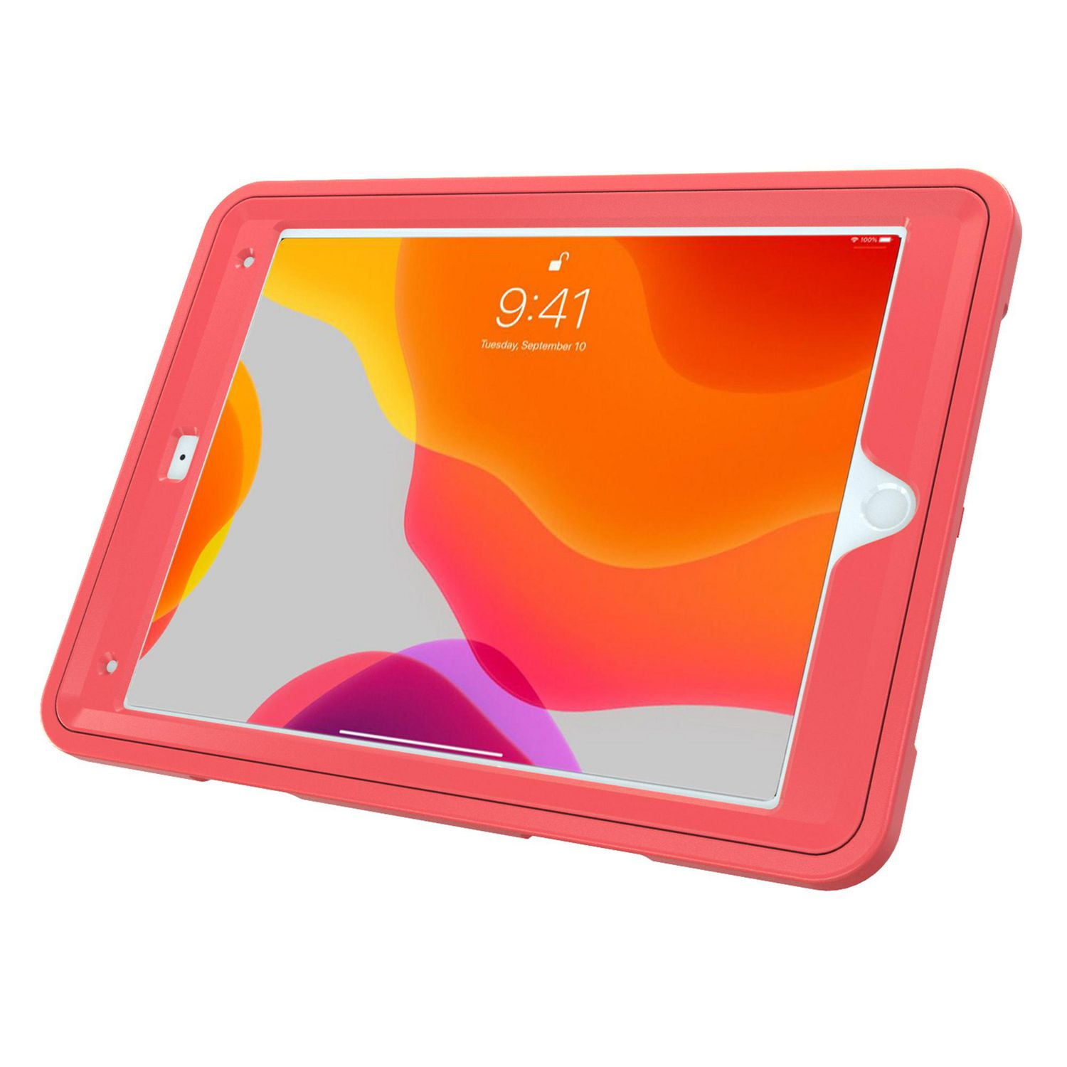CTA Digital Protective Case with Built-in 360-degree Rotatable Grip Kickstand for iPad 7th and 8th Gen 10.2-in, iPad Air 3 and iPad Pro 10.5-in - Red